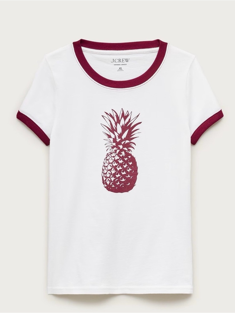 J Crew Vintage Jersey Pineapple Ringer Tee